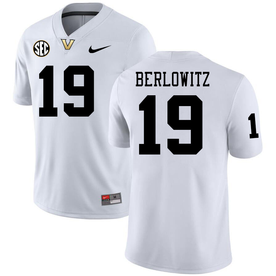 Blaze Berlowitz Jersey, Vanderbilt Commodores #19 Blaze Berlowitz Football Jersey, Uniforms-White Blaze Berlowitz Jersey, Vanderbilt Commodores #19 Blaze Berlowitz Football Jersey, Uniforms-White